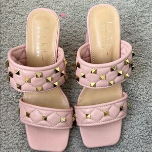 Sleek Pink Studded Slide Sandals - New York